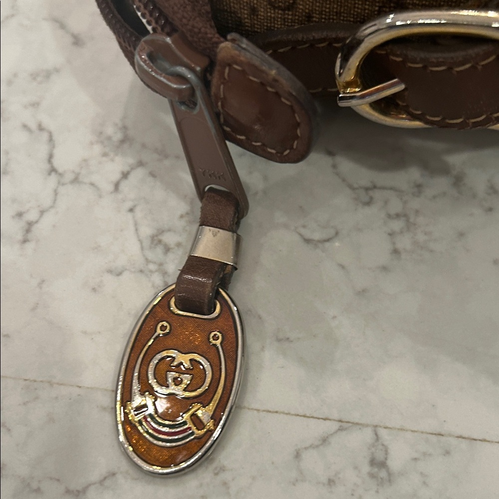 Gucci Tan and Brown Monogram Crossbody Bag - Picture 9 of 9